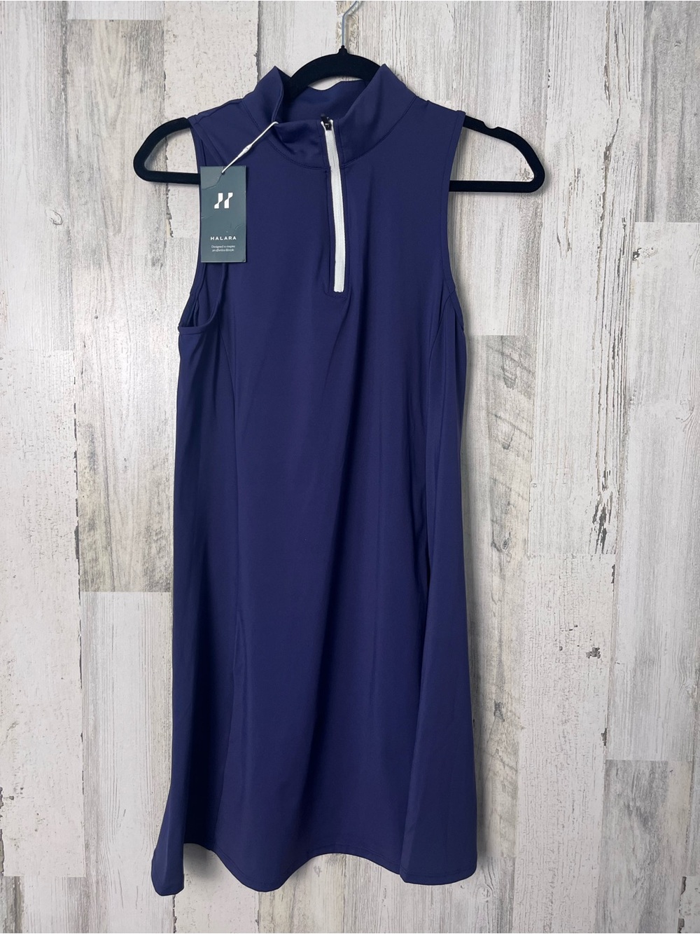Halara  Navy Blue 1/4 Zip Mini Dress Size Sleeveless Athletic Tennis Golf Medium